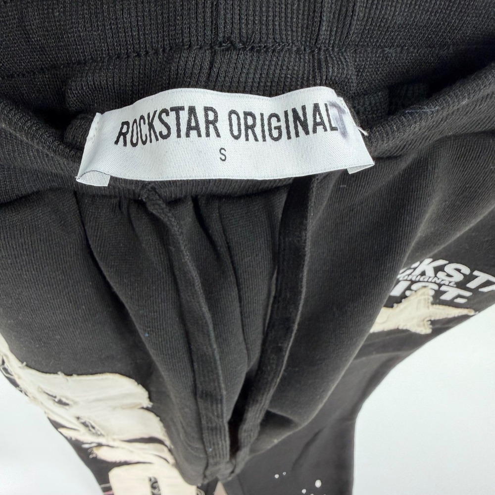 Rockstar Original Rso Mens Black Paint Splatter Flare Sweatpants Small Dist. View 5